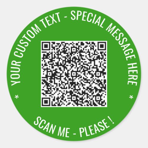 QR Code Scan Info Custom Text Sticker Your Colors