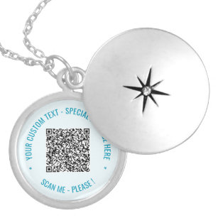 QR Code Scan Info Necklace Your Text and Colors
