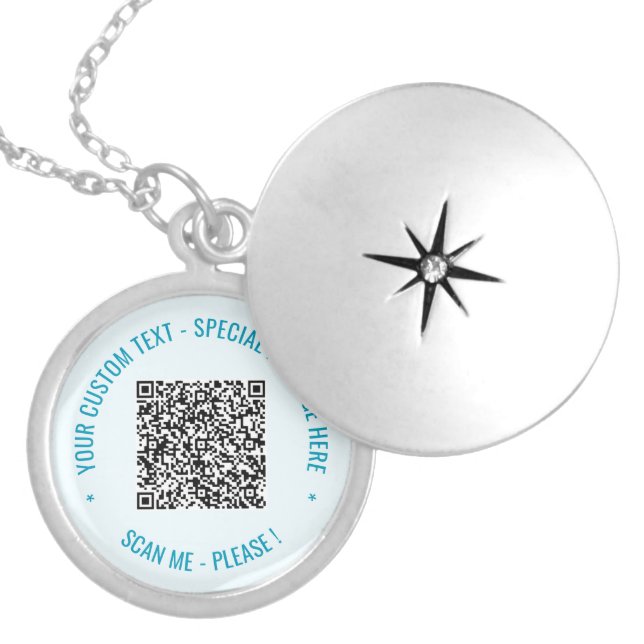 QR Code Scan Info Necklace Your Text and Colors (Front)