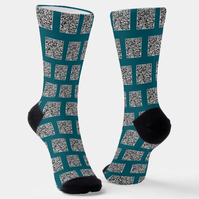 QR Code Scan Info Personalized Socks Choose Colors (Angled)