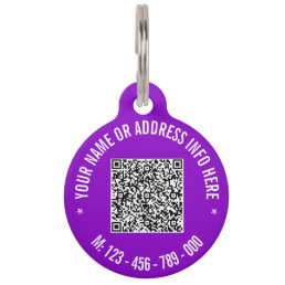 QR Code Scan Info Phone Custom Text Pet ID Tag
