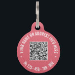 QR Code Scan Info Phone Text Your Pet ID Tag<br><div class="desc">Custom Colors and Font - Your Personalized QR Code Info Custom Text Professional Modern Design Pet ID Tag - Add Your QR Code - Image or Logo - Photo / Name - Text - E-mail or Phone - Contact Information / Address - Resize and Move or Remove / Add Elements...</div>