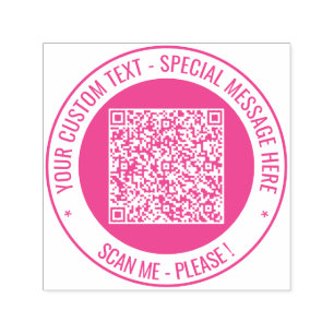 QR Code Scan Info Round Stamp Custom Text Info
