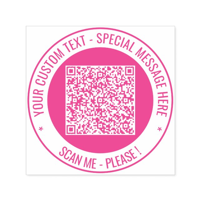 QR Code Scan Info Round Stamp Custom Text Info (Design)