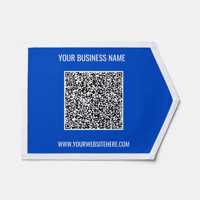 QR Code Scan Info Text and Colors Business Pennant (Front)