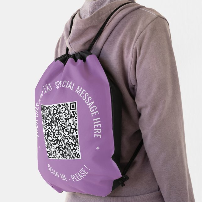 QR Code Scan Info Text and Colors Drawstring Bag (Insitu)