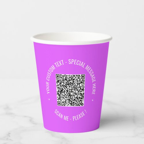 QR Code Scan Info Text and Colors Paper Cups