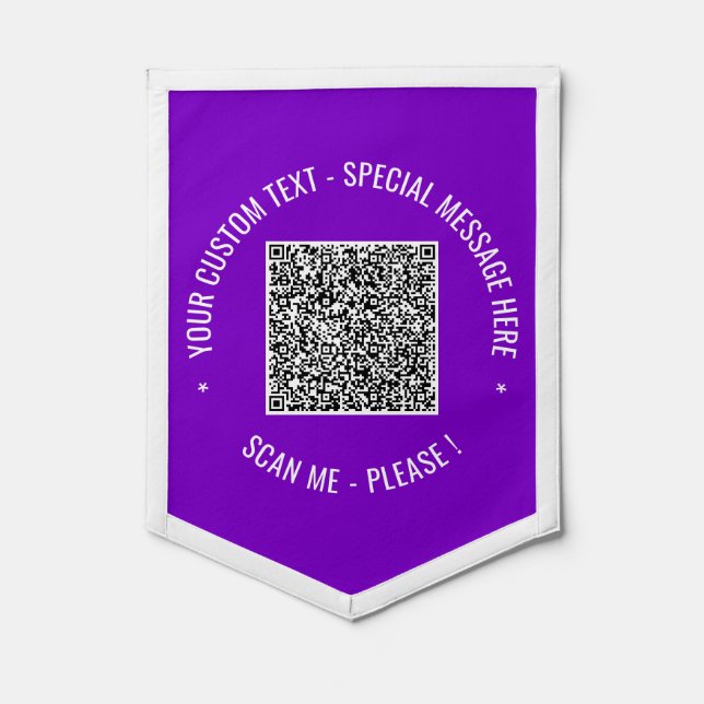 QR Code Scan Info Text and Colors Pennant Gift (Front)