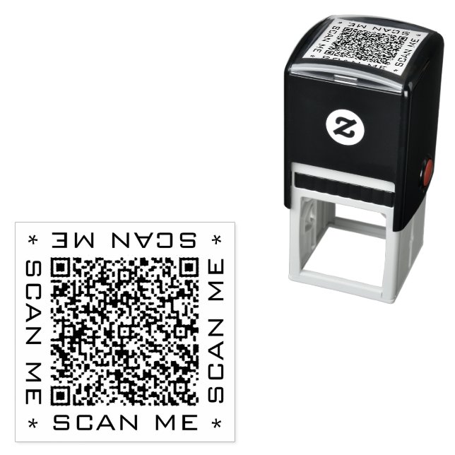QR Code Scan Info Text Modern Stamp Template (In Situ)