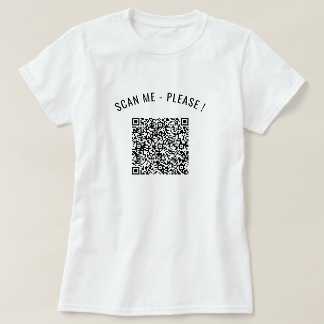 QR Code Scan Info Text Personalized Funny T-Shirt (Design Front)