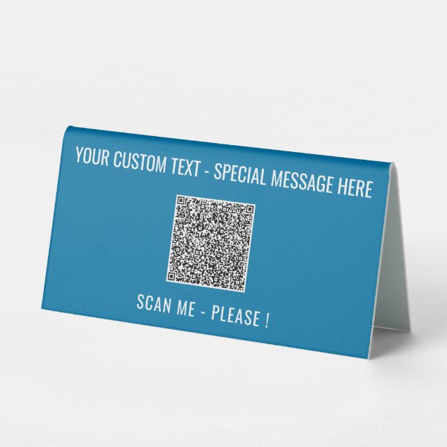QR Code Scan Info Text Table Tent Sign Example (Back)