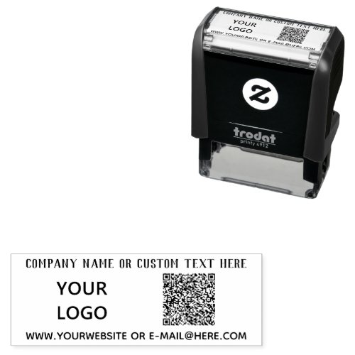 QR Code Scan Info Your Logo and Custom Text Stamp