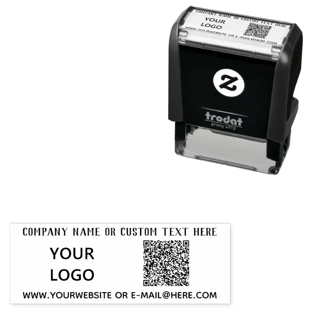 Code Speed Stamp QR Code Scan Info Your Logo and Custom Text Stamp | Zazzle