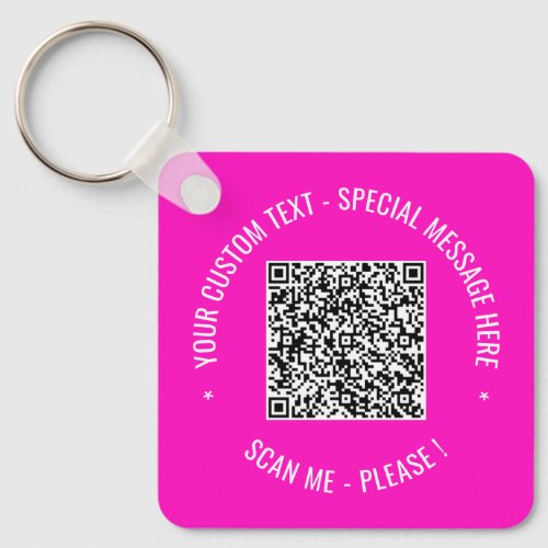 QR Code Scan Info Your Text and Colors Keychain