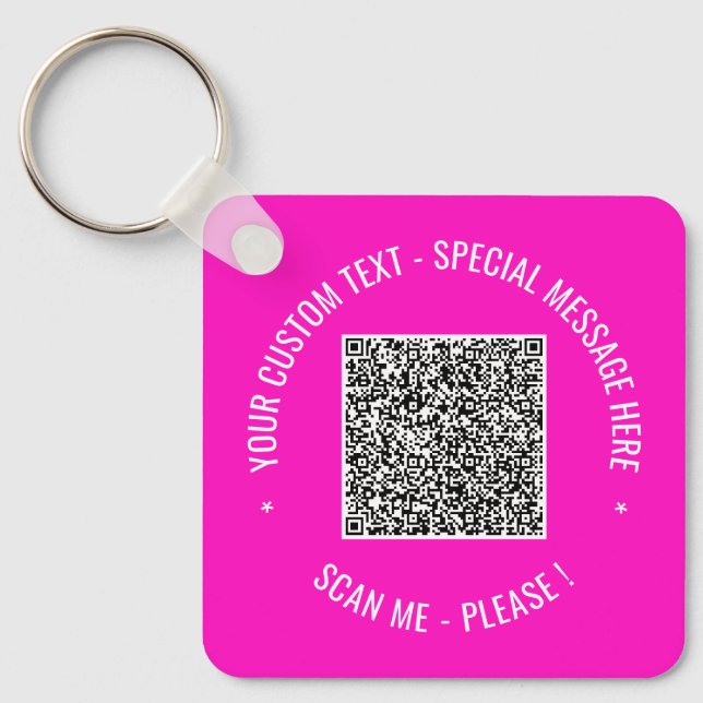 QR Code Scan Info Your Text and Colors Keychain (Front)
