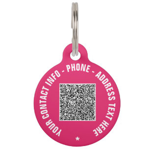 QR Code Scan Info Your Text Name Colors Pet ID Tag