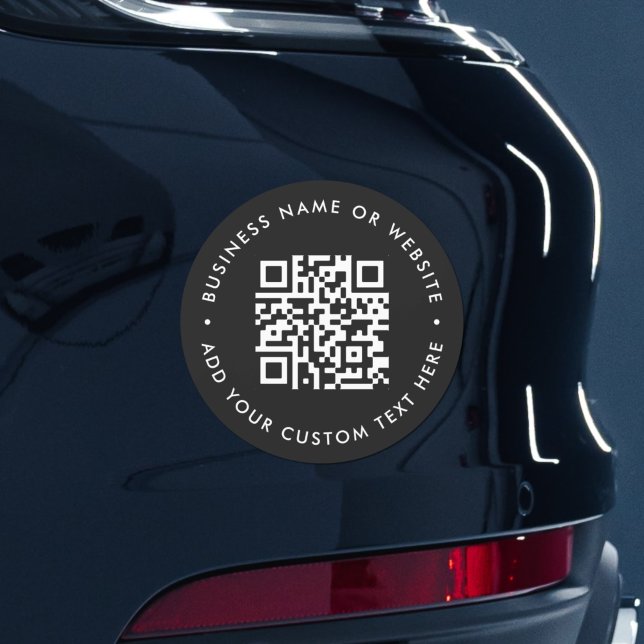 QR Code | Scan Me Black Modern Round Bumper Car Magnet (Creator Uploaded)