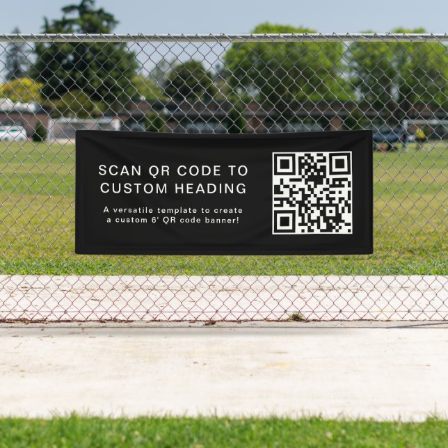 QR Code | Scan Me Business Gray 6' Outdoor Banner (Insitu)