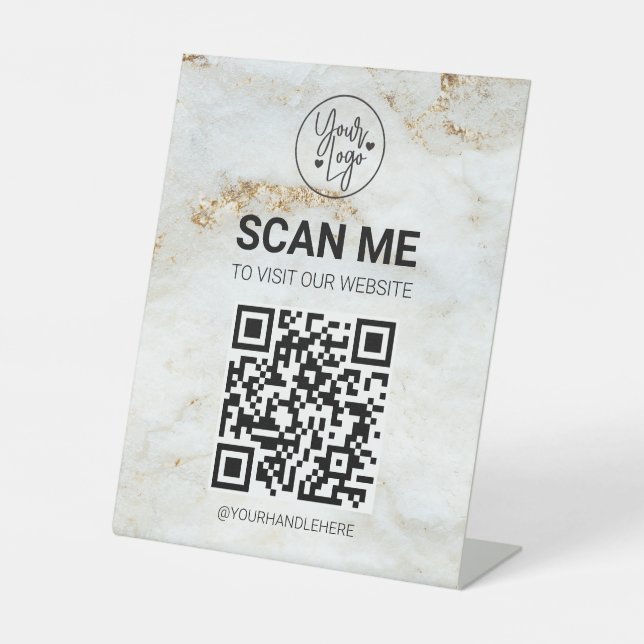 QR Code Scan Me Business Menu Website Services Pedestal Sign (Front)
