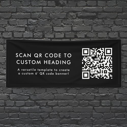 QR Code  Scan Me Modern Stylish Black 6 Custom Banner