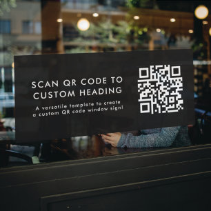 QR Code   Scan Me Modern Stylish Black Promotional Window Cling