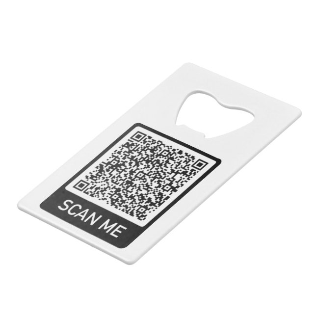 QR Code Scan Me Personalized Your Modern Credit Card Bottle Opener (Back Angled)