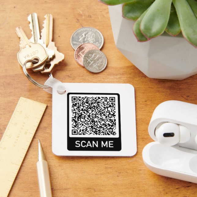 QR Code - Scan Me Professional Personalized Modern Keychain (Desk)