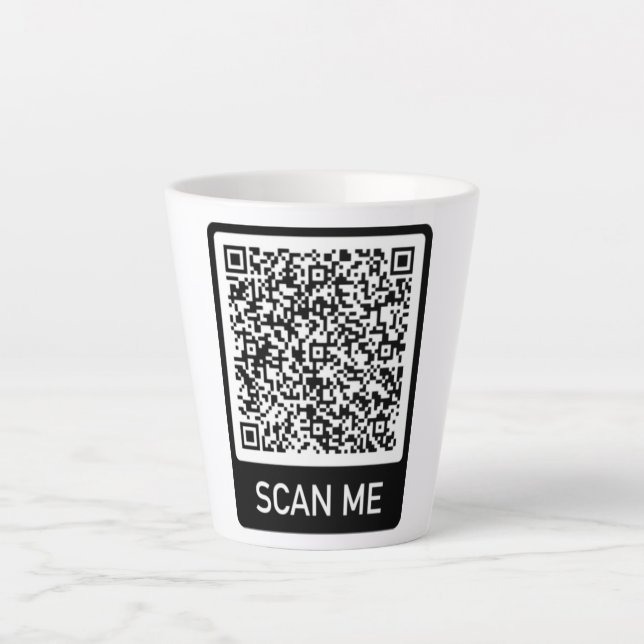 QR Code - Scan Me Professional Personalized Modern Latte Mug (Front)