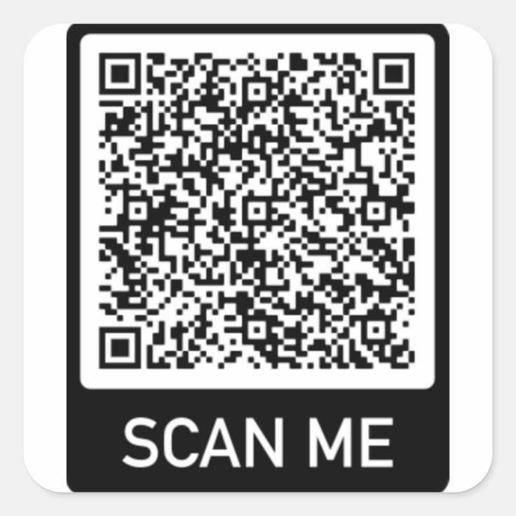 QR Code Scan Me Professional Personalized Modern Square Sticker Zazzle