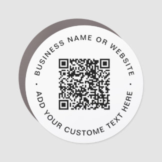 QR Code | Scan Me WHITE Modern Round Bumper Car Magnet