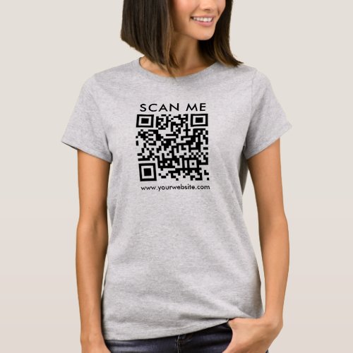 QR Code Scan Me Womens Front Print Light Steel T_Shirt