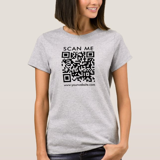 QR Code Scan Me Womens Front Print Light Steel T-Shirt (Front)