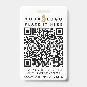 QR Code Scan Now   Modern Custom Company Logo Text Badge