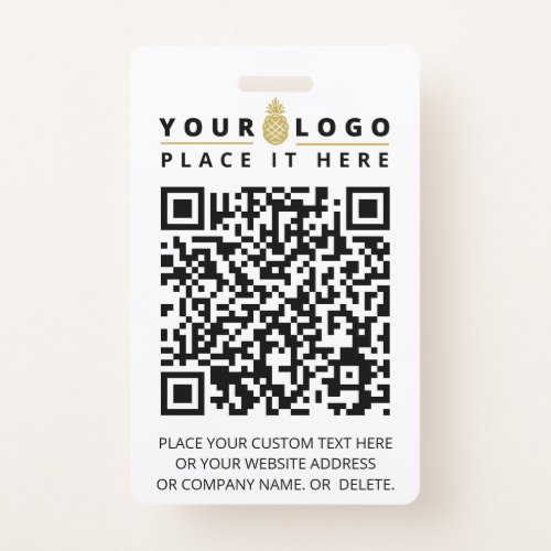 QR Code Scan Now  Modern Custom Company Logo Text Badge