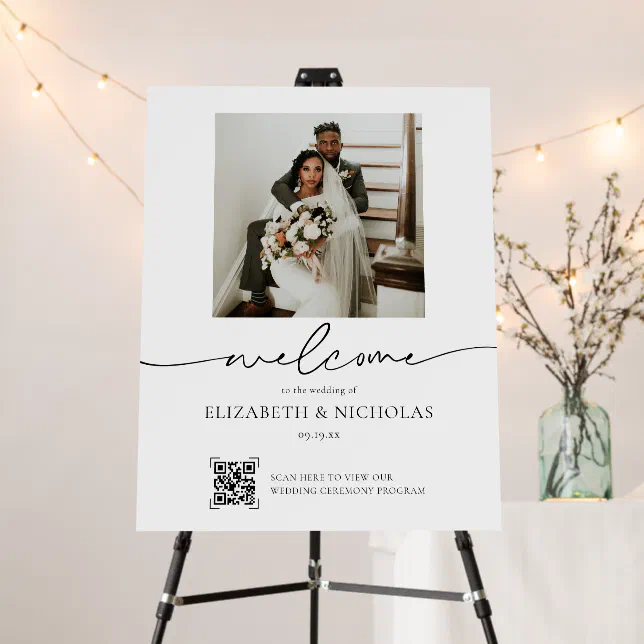 QR Code Scan Program | Wedding Photo Welcome Foam Board | Zazzle