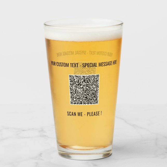 QR Code Scan Promotional Glass Your Text and Color (Front Filled)