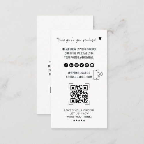 QR Code Scan Review Us  Product Thank You Business Card