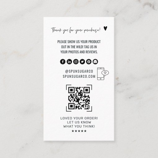 QR Code Scan Review Us | Product Thank You Business Card | Zazzle