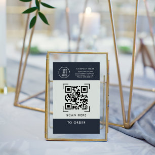 QR Code Scan to Order Business Logo Contactless Pedestal Sign
