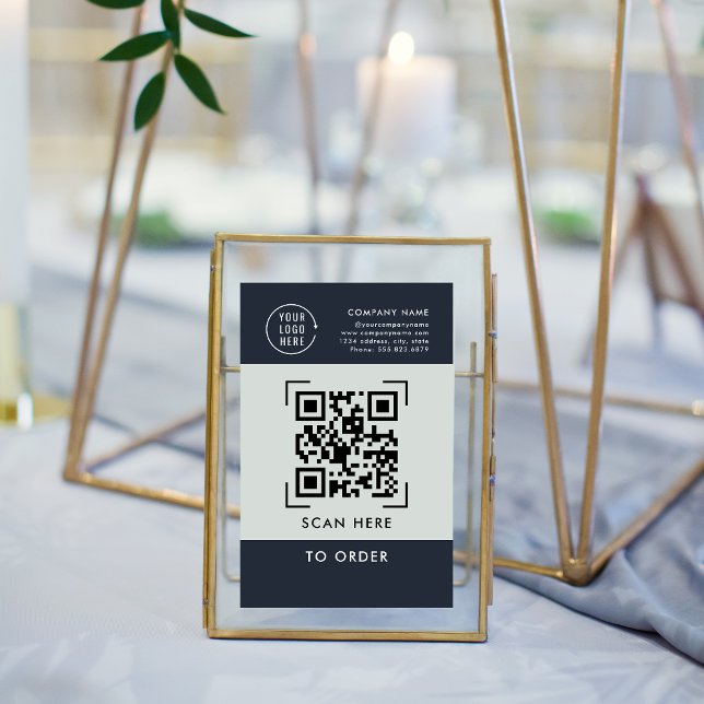 QR Code Scan to Order | Business Logo Contactless Pedestal Sign (Creator Uploaded)
