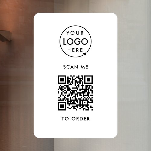 QR Code Scan to Order  Business Logo Contactless Window Cling