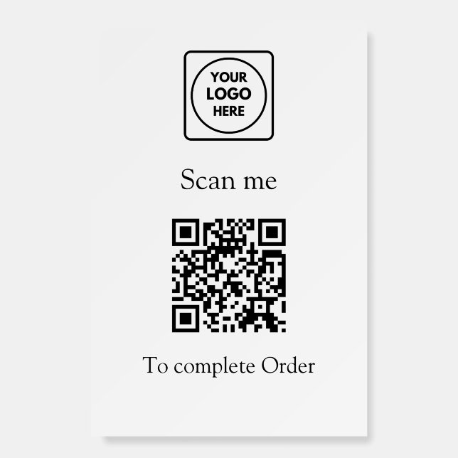 QR Code Scan-to-Order | Custom Business Logo  Foam Board (Front)