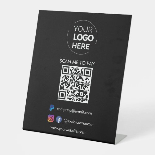QR Code Scan to Pay  Paypal Payment Black Pedestal Sign