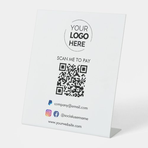QR Code Scan to Pay  Paypal Payment Business Logo Pedestal Sign