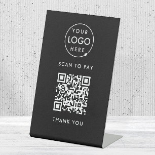 QR Code Scan to Pay Sign Payment Tabletop Black
