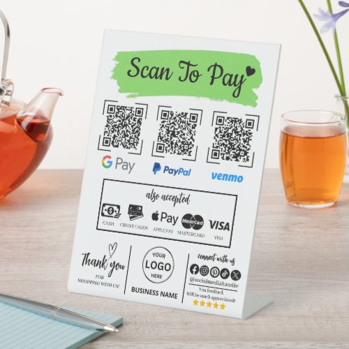 QR Code Scan to Pay Venmo Paypal Google Pay  Pedestal Sign