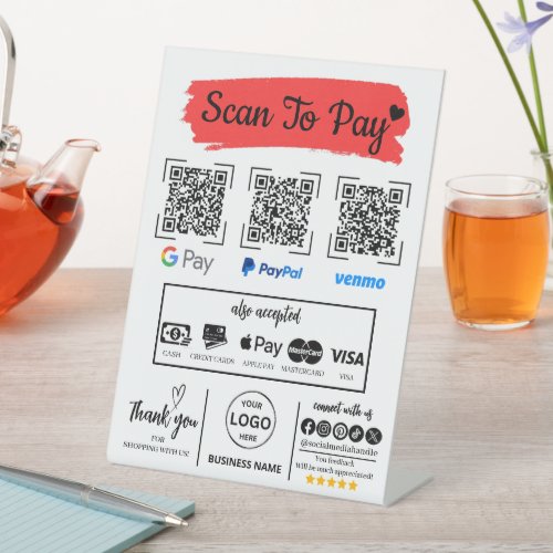 QR Code Scan to Pay Venmo Paypal Google Pay Pedestal Sign