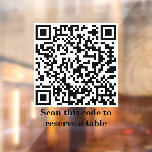 QR Code Scan to Reserve   Restaurant Bistro   Window Cling