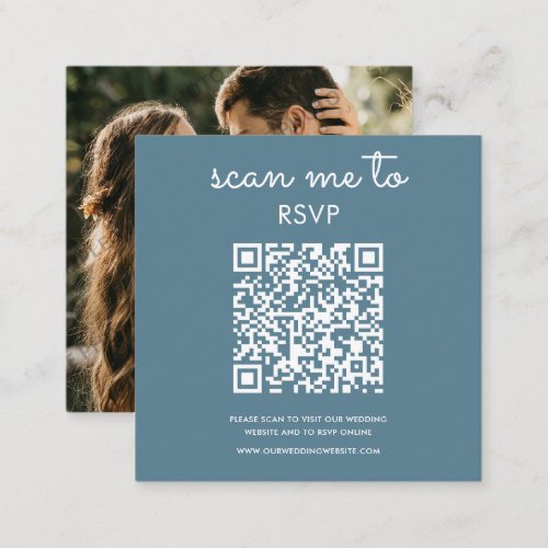 QR Code Scan to RSVP Dusty Blue Photo  Enclosure Card