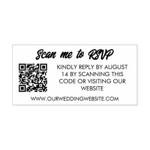 QR Code Scan To RSVP Wedding Website Rubber Stamp